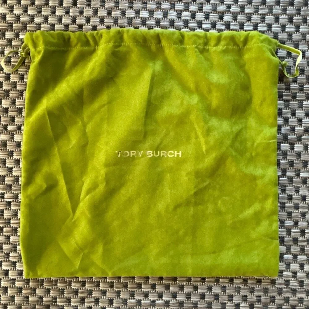 Tory Burch dust chartreuse green suede small medium bag shoe bag